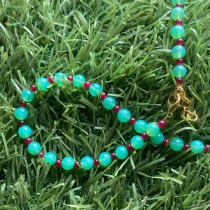 Chrysoprase Necklace – Smooth 5mm Gemstone Beads – Gold Plated Clasp – Handmade Minimalist Jewelry