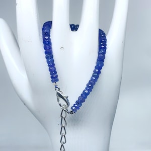 Tanzanite Bracelet | AAA+ Round Faceted Tanzanite Beads | Sterling Silver Clasp | Handmade December Birthstone Jewelry | Gift for Her