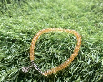 Faceted Citrine Bracelet: Sterling Silver Clasp, Handmade Gemstone Jewelry