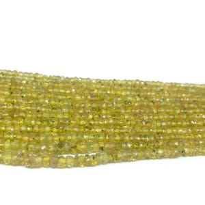 Natural Yellow Sapphire Faceted Rondelle Beads 3mm | Genuine Yellow Sapphire Beads Strand | Precious Gemstone Beads for Jewelry Making