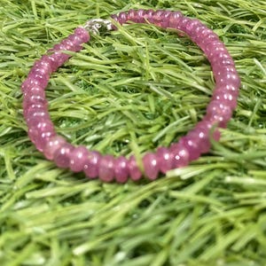 Natural Pink Sapphire Bracelet – Dainty Gemstone Bead Bracelet – Handmade October Birthstone Jewelry for Her