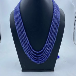 Gelaagde ketting met tanzanietkralen - delicate violetblauwe edelsteenketting voor dames - natuursteensieraden