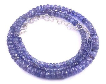Natural Tanzanite Gemstone Necklace – AAA+ Quality 4-5mm Faceted Beads – Unique Handmade Jewelry for Birthdays and Anniversaries