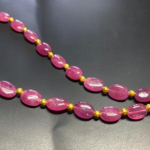 AAA+ Quality Natural Ruby Necklace | 8mm Smooth Oval Beads | Handmade Ruby Gemstone Jewelry for Her