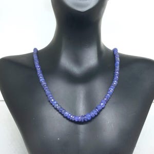 AAA+ Quality Tanzanite Necklace – 4-5mm Round Faceted Natural Gemstones, Gift-Ready Beaded Jewelry