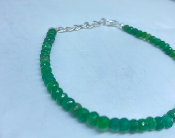 Emerald Bracelet | 5mm Round Faceted Natural Green Beryl Beads | Handmade Adjustable Beaded Jewelry for Women