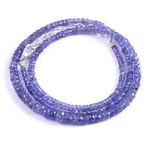 Luxury Tanzanite Beaded Necklace – 4-5mm Round AAA+ Faceted Gemstones – Timeless Jewelry Gift for Special Occasions