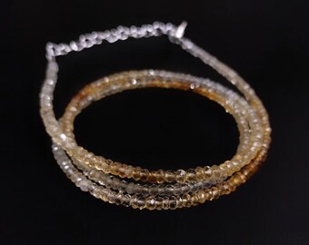 Natural shaded Citrine Round Faceted Beaded Necklace - AAA+ Quality Gemstones - November Crystal Jewelry for Women
