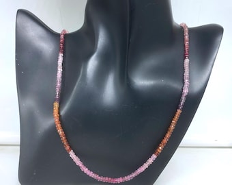 Natural Multi Spinel Gemstone Necklace Round Faceted 20 Inches Sterling Silver