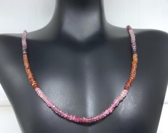 Multi Spinel Necklace Round Faceted Natural Gemstones 20 Inches Sterling Silver