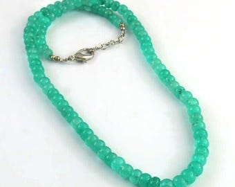 Natural Australian Chrysoprase Necklace - 6mm Round Plain Smooth Beads - Handmade Minimalist Jewelry for Women