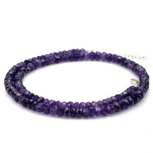 Natural Amethyst Round Faceted Beads Necklace - AAA+ Quality Gemstones - February Birthstone Jewelry for Women - Healing Crystal Necklace