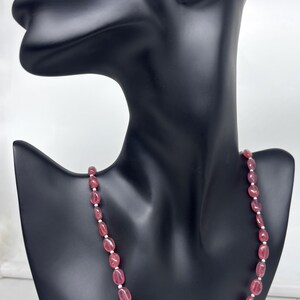 Ruby Necklace | 8–10mm Oval Smooth Ruby Beads | AAA+ Quality Gemstone Strand | Sterling Silver Clasp | July Birthstone Gift for Her