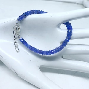 AAA+ Tanzanite Beaded Bracelet | Faceted Gemstone Bracelet with Sterling Silver Clasp | December Birthstone Jewelry Gift for Her