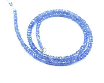 Natural Tanzanite Beaded Necklace, 5mm Rondelle Faceted, AAA+ Quality, Handmade Tanzanite Necklace, Adjustable Length, Luxury Jewelry  Women