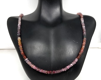 Multi Spinel Necklace 4 to 5mm Faceted Round Gemstones Gold Plated Clasp Handmade Colorful Gemstone Jewelry Gift for Her