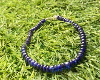 Lapis Lazuli Beaded Bracelet - Deep Blue Gemstone Bracelet for Women and Men - Natural Stone Jewelry