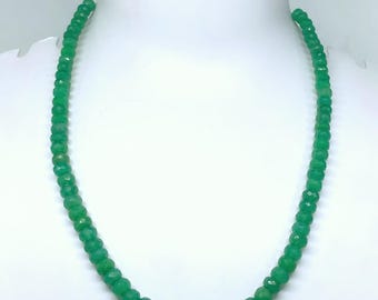 Faceted Green Onyx Necklace – Natural Rondelle Gemstone Beads – Healing Crystal Jewelry – Boho Statement Necklace – Layering Gemstone Strand