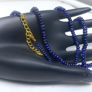 Blue Sapphire Beaded Necklace - Delicate Layered Gemstone Necklace for Women - Natural Stone Jewelry