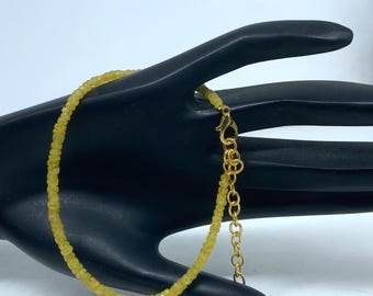 Yellow Sapphire Gold Plated Bracelet | 4-5mm Round Faceted Gemstones | Handmade September Birthstone Jewelry | Gift for Her