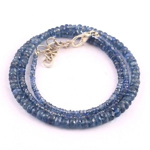 AAA+ Quality Blue Sapphire Necklace – 4-5mm Natural Faceted Rondelle Beads – Handmade Jewelry – Anniversary, Engagement & Wedding Gift