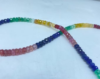 AAA+ Multi Sapphire Necklace - 4-5mm Faceted Beads, Stunning Handmade Gemstone Jewelry