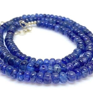 Ketting met tanzanietkralen - delicate gelaagde blauwviolette edelsteenketting voor dames - natuursteensieraden