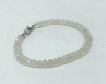 Natural Moonstone Beaded Bracelet - Delicate White Gemstone Bracelet for Women - Minimalist Crystal Jewelry
