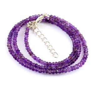 Amethyst Gemstone Necklace - Round Faceted Beads in AAA+ Quality - February Birthstone Jewelry - Purple Healing Crystal Necklace for Women