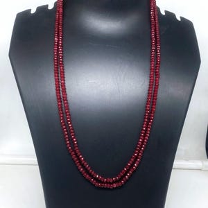 Collar de rubíes AAA+ de 4-5 mm / Cuentas de rubí natural redondas y lisas / Joyería hecha a mano, regalo para ella y para él.