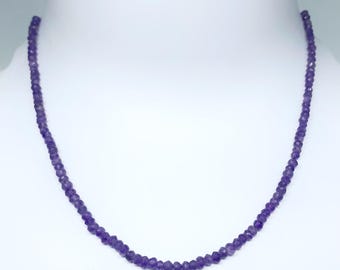 Natural Amethyst Beaded Necklace – 4-5mm Round Faceted Beads – AAA+ Quality – Handmade Gemstone Jewelry – February Birthstone Gift
