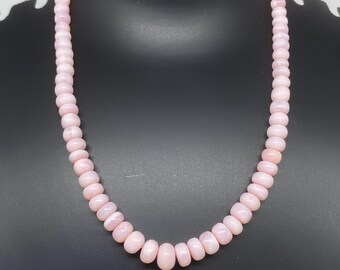 Natural Peruvian Pink Opal Beaded Necklace – 5-6mm Round Smooth Beads – AAA+ Quality – Handmade Gemstone Jewelry – Gift for Her