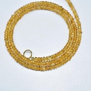 Handmade Citrine Necklace - AAA+ Faceted Round Beads - Natural Gemstone Jewelry - November Birthstone Necklace for Women