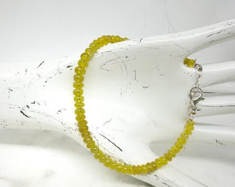 Yellow Sapphire Gemstone Bracelet | 4-5mm Smooth Round Beads | Sterling Silver Clasp | Handmade Fine Jewelry | September Birthstone Gift