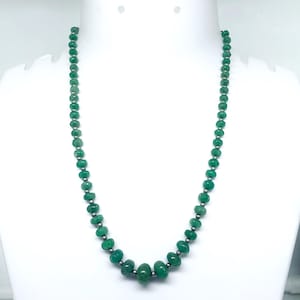 Genuine Colombian Emerald Necklace – 5mm Melon Shape Beads – Natural Green Gemstone – AAA+ Quality – Handcrafted Elegant Jewelry for Women
