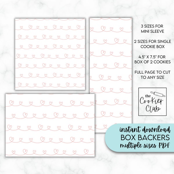 Pink Doodle Hearts 2023 - Printable Box Backer - Multiple Sizes - Instant Download - Valentine's Day