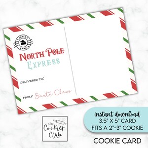 North Pole Express - Santa Mail - Mini cartão de biscoito para impressão de 3,5" x 5" - Etiqueta de tratamento -Natal/Inverno - Download instantâneo