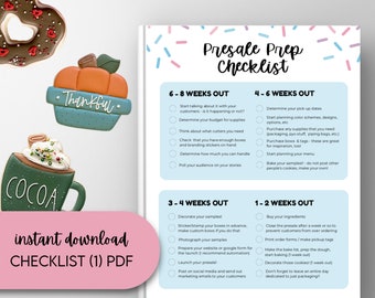Vorverkaufs-Planungs-Checkliste - Heimbäckerei - Digitaler Download - Cookie-Business-Arbeitsblatt - Für Kekse