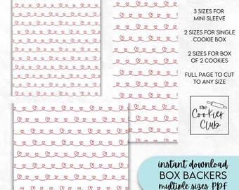 Rote Doodle Herzen V2 - Printable Box Backer - Mehrere Größen - Instant Download - Valentinstag
