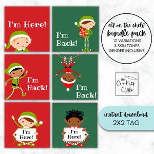 Elf on the Shelf BUNDLE - Printable Treat Tag/Stickers - Cookie Tags - Digital Download - Christmas/Holiday - 2x2 Gift Tag + 3.5&quot; x 5&quot; Poems