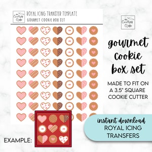 Gourmet Cookie Box Set - Royal Icing Transfer Sheets - One Size - For Cookie Decorating - - Valentine's Day - Digital Download