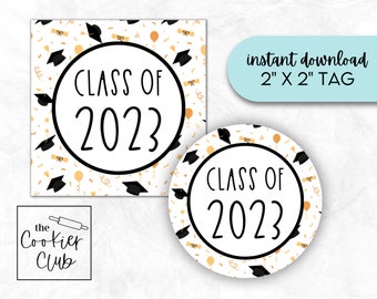 Turma de 2023 V1 - Conjunto de etiquetas de formatura para impressão - Etiqueta de biscoito - Etiqueta de presente - Adesivo - Download digital - 2x2