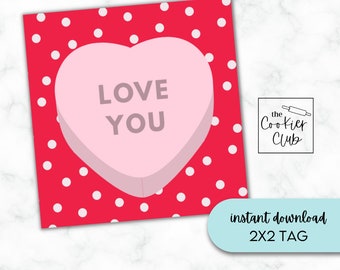Konversation Herz - Liebe - Valentinstag - Druckbare Keksanhänger - Geschenkanhänger - Digital Download - 2x2 - Digital Download
