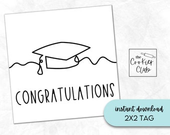 Parabéns Graduado - Etiqueta de formatura para impressão - Etiqueta de biscoito - Etiqueta de presente - Adesivo - Topper de cupcake - Download digital - 2x2