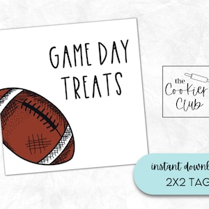 Game Day Treats - Printable Cookie Tag - Digital Download - Football - 2x2 Gift Tag