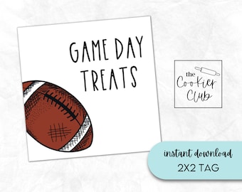 Game Day Treats - Cookie Tag zum Ausdrucken - Digitaler Download - Fußball - 2x2 Geschenkanhänger