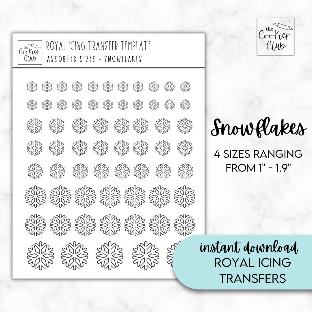 Snowflakes - Royal Icing Transfer Sheets - Multiple Sizes - For Cookie Decorating - Digital Download
