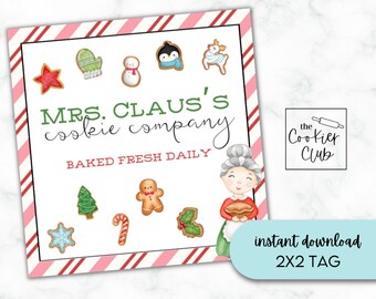 Mrs. Claus Cookie Co. - Printable Treat Tag/Sticker - Cookie Tag - Digital Download - Christmas/Holiday - 2x2 Gift Tag