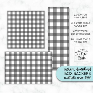 Gingham Black - Herfst/Thanksgiving - Afdrukbare Box Backer Bundel - Meerdere maten - Digitale download - Cookie Tags