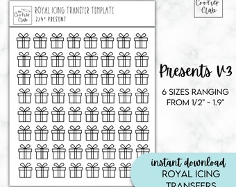Presents V3 - Royal Icing Transfer Sheets - Multiple Sizes - For Cookie Decorating - Digital Download